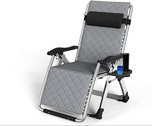 WEDF Zero Gravity Chair Lazy Lounge Chair Durable Leisure Chair Klapplounge Liege Sonnenliege Gartenterrassen Stühle Verstellbarer Strandstuhl,Grau-65cm