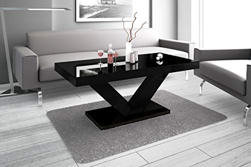 Design Couchtisch HV-888 Hochglanz Highgloss Tisch Wohnzimmertisch, Farbe:Schwarz Hochglanz