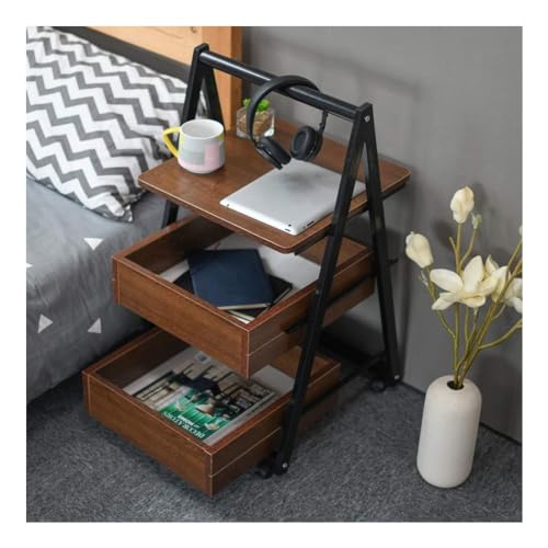 Beistelltisch Couchtisch Wohnzimmertisch Nachttisch mit feststellbaren Rädern, rollender Sofa-Beistelltisch, mobiler Snack-Couchtisch, für Wohnzimmer, Schlafzimmer und Büro WEWYQSJXBXF-31210(Color: