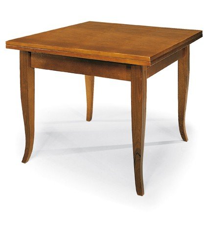 Fashion Commerce Arte Povera Ausziehbarer Tisch aus Holz mit Walnuss-Finish, hergestellt in Italien, 100 x 100 x 78 cm-200 x 100 x 78 cm