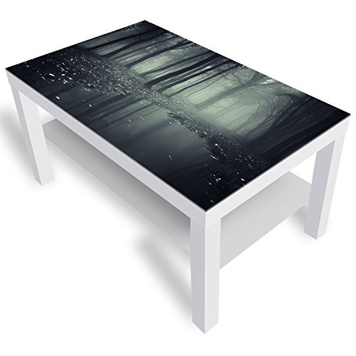 DekoGlas Beistelltisch Couchtisch 'Park' Sofatisch mit Motiv Glasplatte Kaffee-Tisch, 90x55x45 cm Weiß