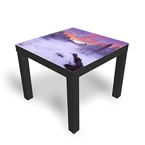 DEKOGLAS Beistelltisch Couchtisch 'Winter Landschaft' Sofatisch mit Motiv Glasplatte Kaffee-Tisch von DEKOGLAS, 55x55x45 cm Schwarz