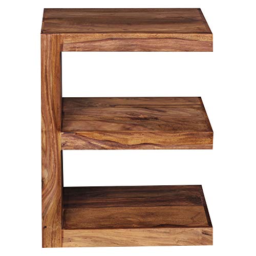KADIMA DESIGN Massivholz Beistelltisch E- Cube Wood Ablage Stand Bücher Regal 45x60x30