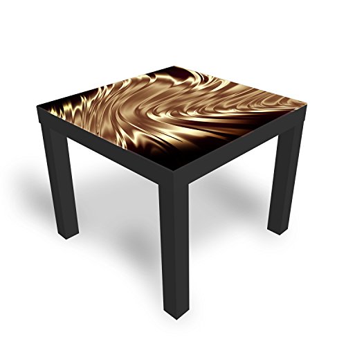 DEKOGLAS Beistelltisch Couchtisch 'Wellen' Sofatisch mit Motiv Glasplatte Kaffee-Tisch von DEKOGLAS, 55x55x45 cm Schwarz
