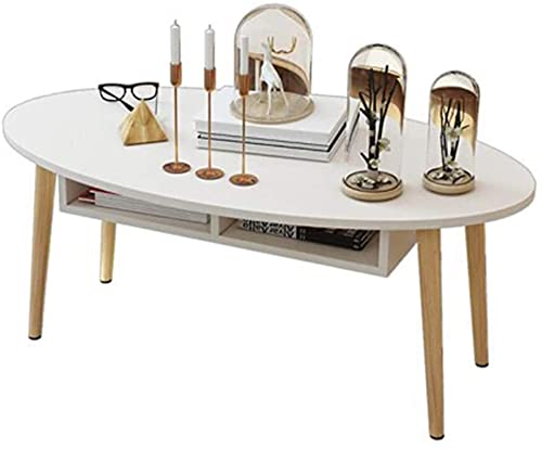 Couchtisch Nordic Small Kleine Kaffeetisch Teetisch Oval Tabelle mit Teetisch Aufbewahrungstisch Weiß Schwarz Licht Walnussfarbe Xuan - Worth Having (Color : White)