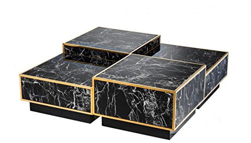 Casa Padrino Art Deco Luxus Kunstmarmor Gold Finish 4er Set   Wohnzimmer Salon Tisch   Luxus Möbel