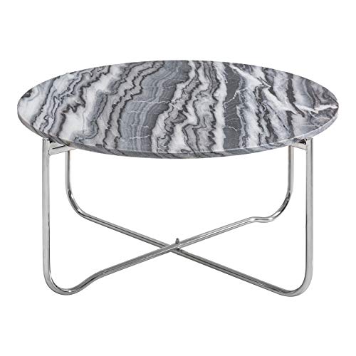 Invicta Interior Handgearbeiteter Couchtisch Noble 62cm grau abnehmbare Marmor-Platte Wohnzimmertisch Tisch
