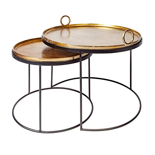 Invicta Interior Elegantes 2er Set Couchtische Elements Gold schwarz mit Abnehmbarer Tischplatte Tischset Satztische