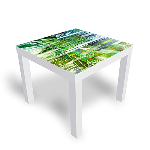 DEKOGLAS Beistelltisch Couchtisch 'Abstrakt' Sofatisch mit Motiv Glasplatte Kaffee-Tisch von DEKOGLAS, 55x55x45 cm Weiß