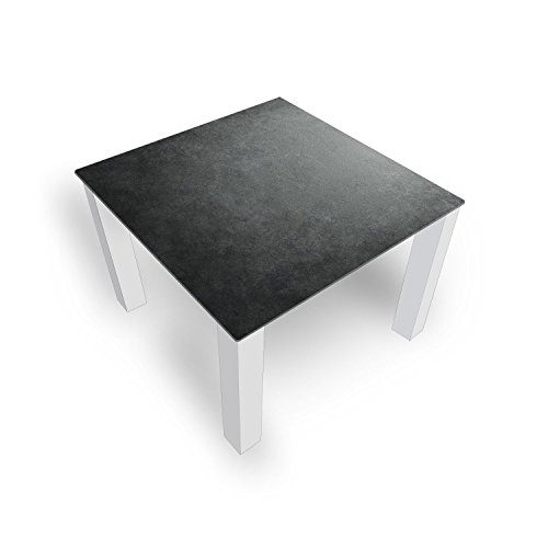 DEKOGLAS 'Granit Grau' Glastisch für Wohnzimmer, Motiv Kaffee Tisch 80x80 in Schwarz oder Weiss