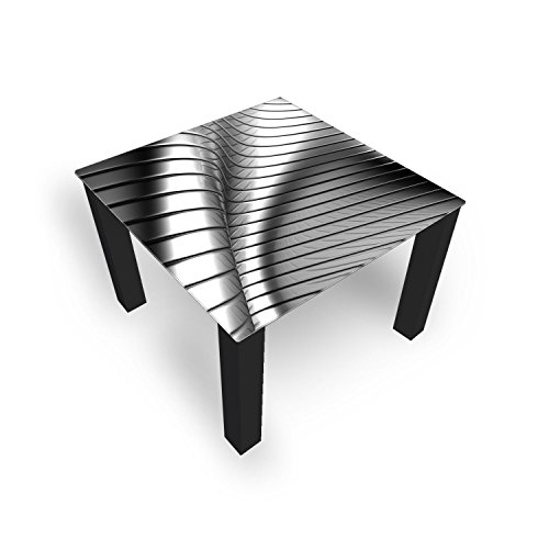 DekoGlas Couchtisch 'Wellen Glas' Glastisch Beistelltisch für Wohnzimmer, Motiv Kaffee-Tisch 80x80 cm in Schwarz oder Weiß