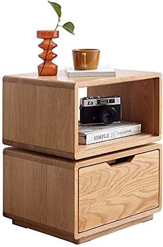 dtkmkj Couchtische Nachttisch Kleiner Massivholzsofa Beistelltisch Modern Einfacher und Kreativer Nachttisch 360° drehbare Aufbewahrungstische(Size: 40x32x47cm)