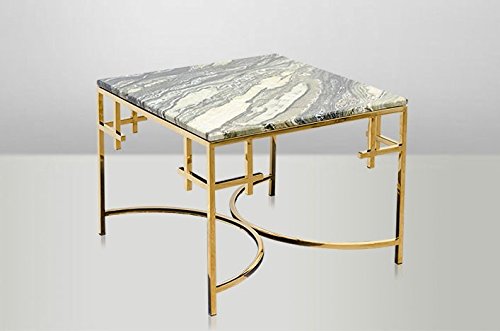 Casa Padrino Art Deco Beistelltisch Gold Metall/Marmor 60 x 60 cm  Jugendstil Tisch   Möbel Blumentisch