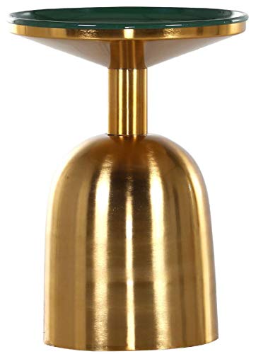 Casa Padrino Luxus Beistelltisch Grün/Gold Ø 38 x H. 52 cm - Runder emaillierter und galvanisierter Metall Tisch - Wohnzimmer Möbel