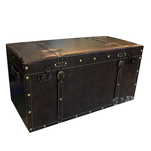 Vintage Koffer Vintage Koffer, Große Kapazität, kreativer Couchtisch, Sofa und Hocker Unterwäsche Mantel/Anzug Pullover Tasche VE, 4 Farben, 3 Größen GGYMEI (Color : Black, Size : 60x32x32cm)