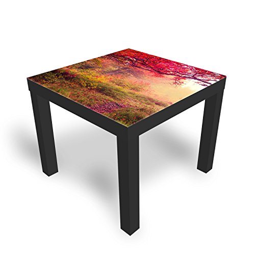 DEKOGLAS Beistelltisch Couchtisch 'Schöner Herbst' Sofatisch mit Motiv Glasplatte Kaffee-Tisch von DEKOGLAS, 55x55x45 cm Schwarz