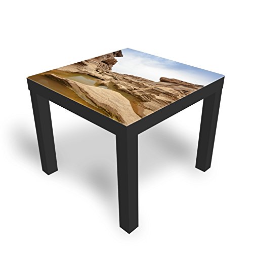 DekoGlas Beistelltisch Couchtisch 'Naturstein' Sofatisch mit Motiv Glasplatte Kaffee-Tisch, 55x55x45 cm Schwarz