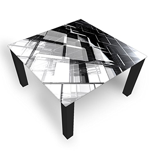 DekoGlas Couchtisch 'Glas Grau' Glastisch Beistelltisch für Wohnzimmer, Motiv Kaffee-Tisch 100x100 cm in Schwarz oder Weiß