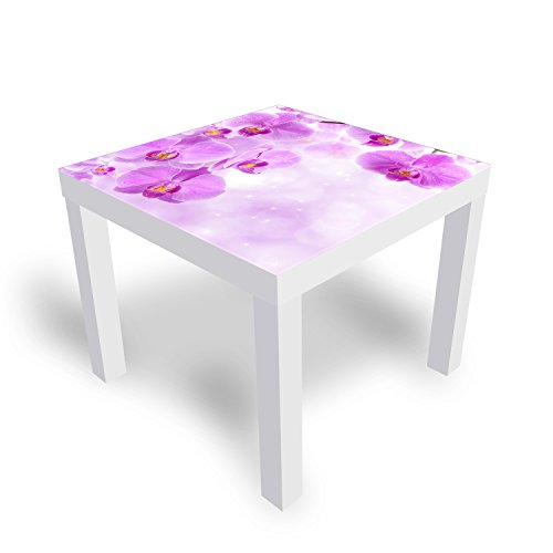 DekoGlas Beistelltisch Couchtisch 'Orchideen' Sofatisch mit Motiv Glasplatte Kaffee-Tisch, 55x55x45 cm Weiß