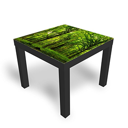 DEKOGLAS Beistelltisch Couchtisch 'Waldbäume' Sofatisch mit Motiv Glasplatte Kaffee-Tisch von DEKOGLAS, 55x55x45 cm Schwarz