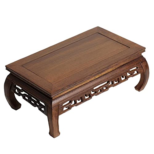 QIANWAN Orientalisch couchtisch Petite Shrine Table for Meditation Puja Rechteck Statue Ständer Display Mini-Möbel Holzsockel mit geschnitzten Handkräften (Color : Brown Large)