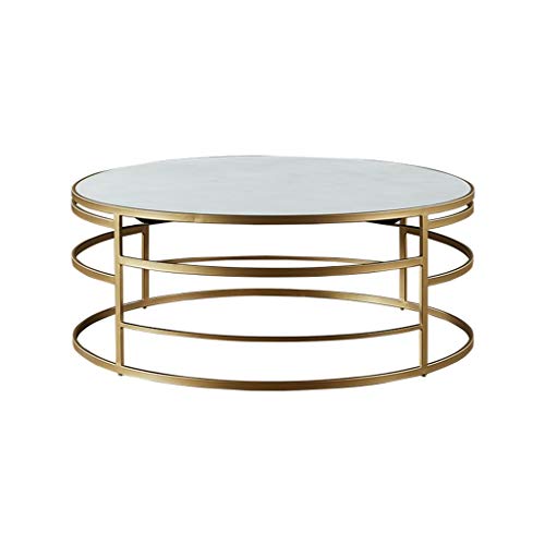 Wohnzimmer-Couchtisch, Creative Metal Table Frame, Tischplatte aus Naturmarmor, moderner minimalistischer Stil, konzipiert für Home Hotel, rund, weiß