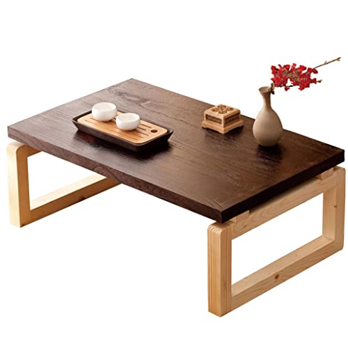 Couchtische, klappbarer niedriger Tisch, Retro, japanischer Tatami-Tisch, Erkertisch, geeignet für Wohn- und Schlafzimmer (Color : Brown, Size : 80x50x30cm)