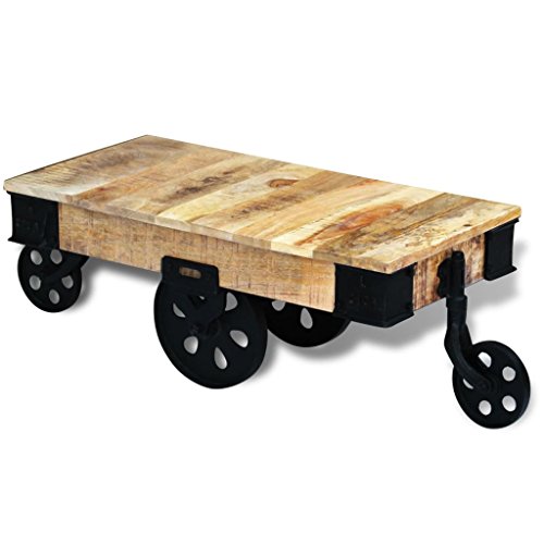 tiauant Möbel Tisch Konsolen XL Rädern Mangoholz Rohmaterial Mangoholz + Eisen Garten