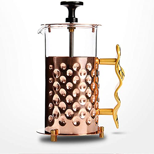 DUHFQ Kaffeepresse Glas Teebereiter Haushalt Reines Kupfer Filterpresse French Press Pot Tasse Kaffeegerät Elegante Kaffeemaschine (Color : Gold, Size : 350CC)