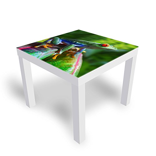 DEKOGLAS Beistelltisch Couchtisch '6401-1-81590860' Sofatisch mit Motiv Glasplatte Kaffee-Tisch von DEKOGLAS, 55x55x45 cm Weiß