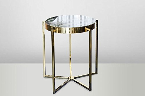 Casa Padrino Art Deco Beistelltisch Gold Metall/Marmor 65 x 65 cm  Jugendstil Tisch   Möbel Blumentisch