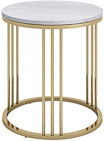 YOYOSHU Tisch Modern Round Sofa Kleiner Couchtisch Goldener Metallrahmen Home(Size:50x55cm)