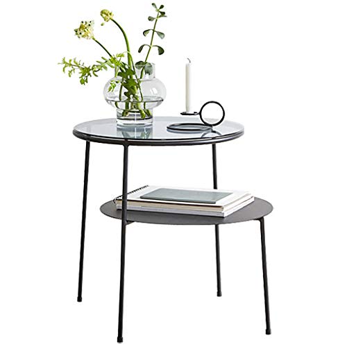XWZJY Moderner Lounge-Tisch Couchtisch aus Glas Metallrahmen Beistelltisch für Flur, Sofa, Wohnzimmer - Schwarz