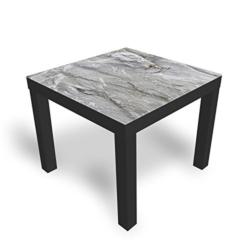 DEKOGLAS Beistelltisch Couchtisch 'Beton' Sofatisch mit Motiv Glasplatte Kaffee-Tisch von DEKOGLAS, 55x55x45 cm Schwarz