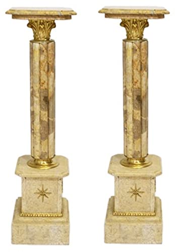 Casa Padrino Barock Marmor Säulen Set Creme/Gold - Marmor Säule (2 STK)