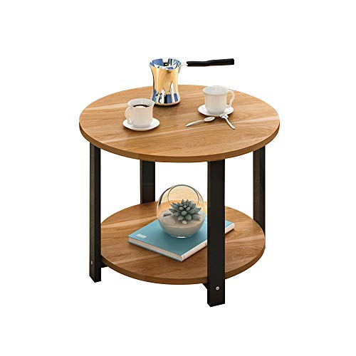 Tabelle Kleiner runder Tisch, Massivholz Doppelstöckig Abschied Unordentlich Kleiner Couchtisch für Wohnzimmer Balkon (Farbe : Braun)