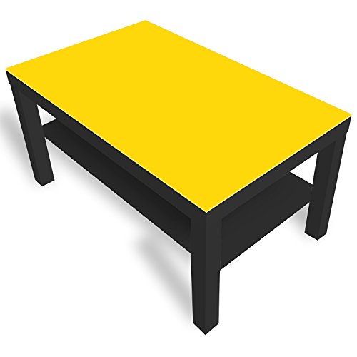 DEKOGLAS Beistelltisch Couchtisch 'Einfarbig Gelb' Sofatisch mit Motiv Glasplatte Kaffee-Tisch von DEKOGLAS, 90x55x45 cm Schwarz