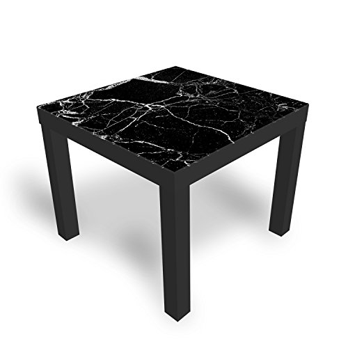 DEKOGLAS Beistelltisch Couchtisch 'Glas' Sofatisch mit Motiv Glasplatte Kaffee-Tisch von DEKOGLAS, 55x55x45 cm Schwarz