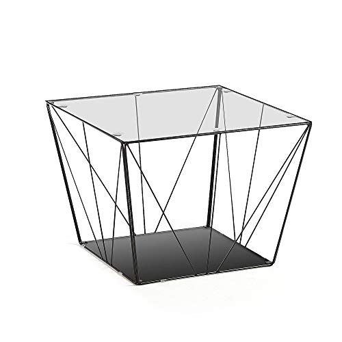 Kave Home - Tilo Couchtisch aus Glas und Struktur aus Stahl mit schwarzem Finish 60 x 60 cm