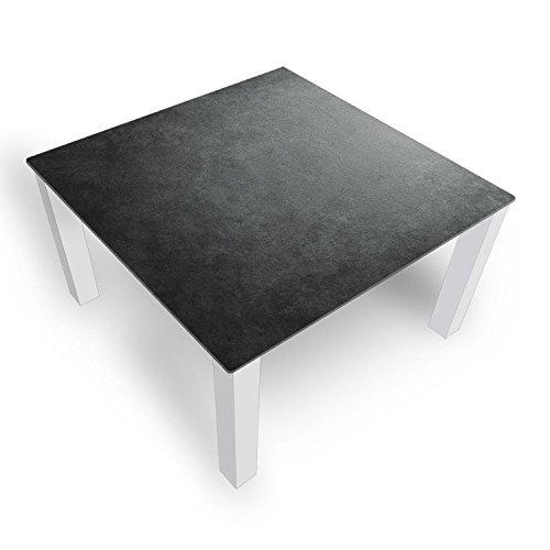 DekoGlas Couchtisch 'Granit Grau' Glastisch Beistelltisch für Wohnzimmer, Motiv Kaffee-Tisch 100x100 cm in Schwarz oder Weiß