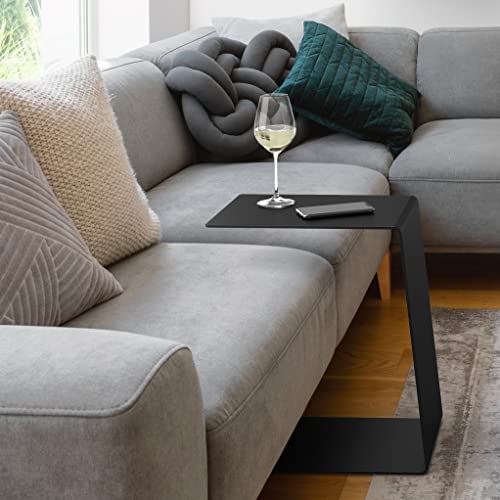 RHEINKANT KÖBES Design Beistelltisch Schwarz, Made in Germany, Beistelltisch Couch C Form aus hochwertigem pulverbeschichtetem Stahl. Exklusiver Couchtisch, Sofatisch, Modern, Nachttisch