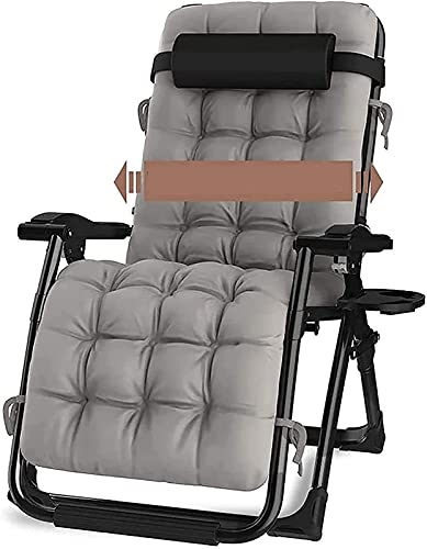 WEDF Outdoor-Liegestuhl ohne Schwerkraft Extra breit Verstellbarer Liegestuhl Klappbett Büro Siesta, Grau-52CM (Grau 52CM)