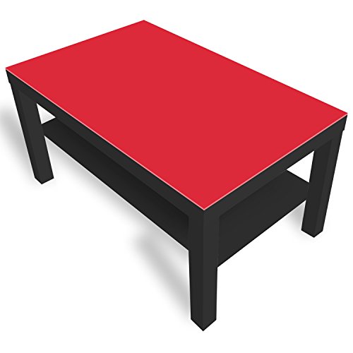 DekoGlas Beistelltisch Couchtisch 'Einfarbig Rot' Sofatisch mit Motiv Glasplatte Kaffee-Tisch, 90x55x45 cm Schwarz