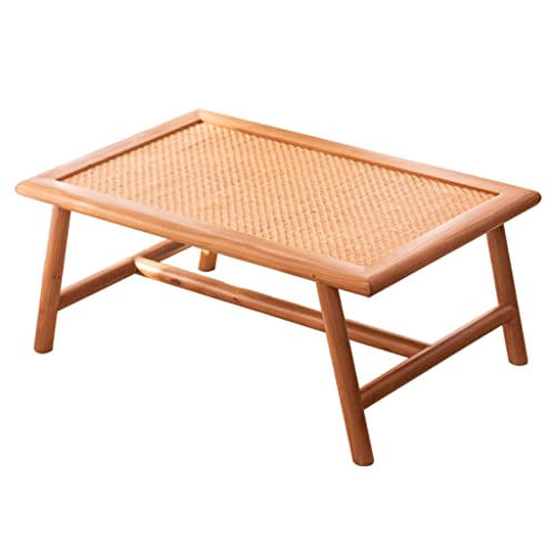 LIWA Niedriger Tisch Couchtisch Teetisch Holztisch Mit Rattan-Desktop-Boden Schreibtisch Bodentisch for Sitzen Auf Dem Boden Tatami-Tisch (Color : Brown, S : 90 * 50 * 30cm)