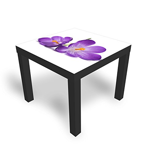 DEKOGLAS Beistelltisch Couchtisch 'Krokusse' Sofatisch mit Motiv Glasplatte Kaffee-Tisch von DEKOGLAS, 55x55x45 cm Schwarz