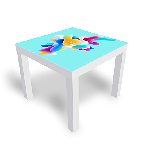 DEKOGLAS Beistelltisch Couchtisch 'Abstract Background' Sofatisch mit Motiv Glasplatte Kaffee-Tisch von DEKOGLAS, 55x55x45 cm Weiß