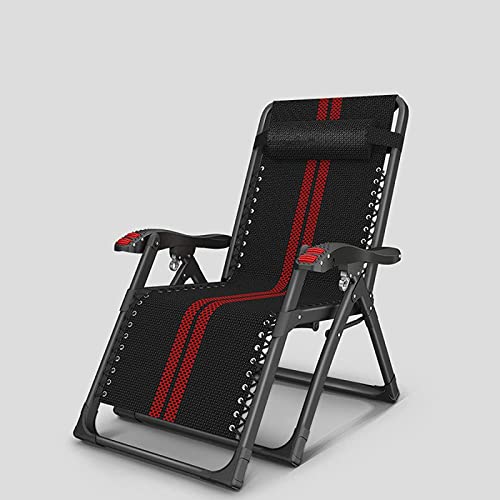 WEDF Zero Gravity Chair Verstellbarer Liegestuhl Klappbett Büro Siesta Chair Durable Rest Lounge Chair,Schwarz-52CM