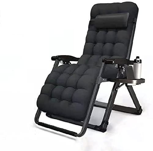 WEDF Outdoor Liegestuhl ohne Schwerkraft Terrasse Garten Strand Pool Verstellbarer Liegestuhl Home Adult Freizeitstuhl,Schwarz-66C M
