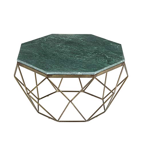 riess-ambiente.de Eleganter Couchtisch Diamond 70cm grün Messing mit Marmorplatte Wohnzimmertisch Tisch