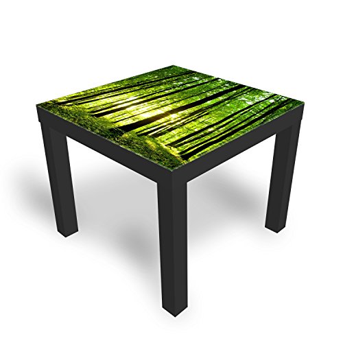 DEKOGLAS Beistelltisch Couchtisch 'Grüner Wald' Sofatisch mit Motiv Glasplatte Kaffee-Tisch von DEKOGLAS, 55x55x45 cm Schwarz